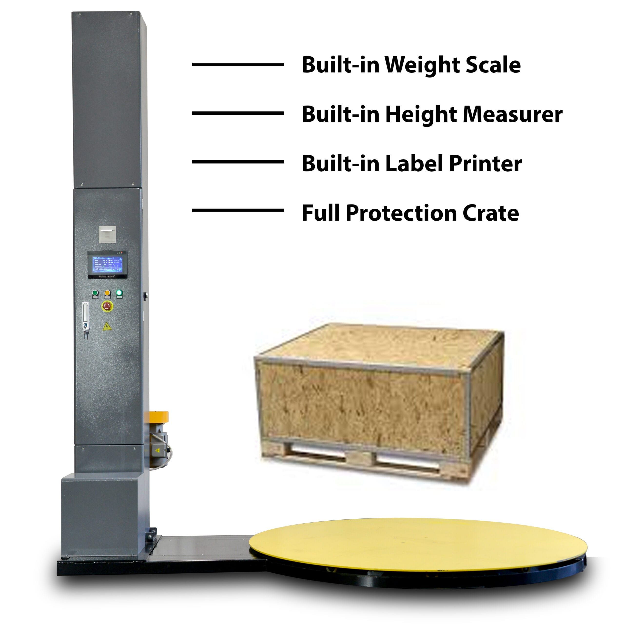 PS-K120S G3 Semi-Automatic Stretch Wrap Machine with Weight and Height Measurement and Printer