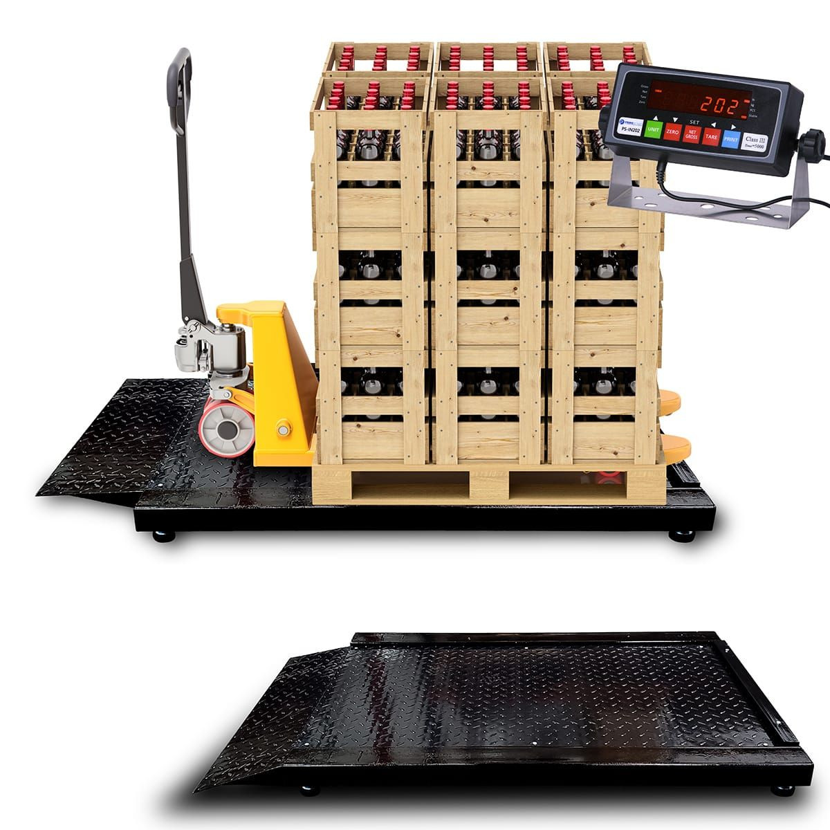 PS-ROW-PJ Roll On Weigh Pallet Jack / Floor Scale with PS-IN202 Indicator